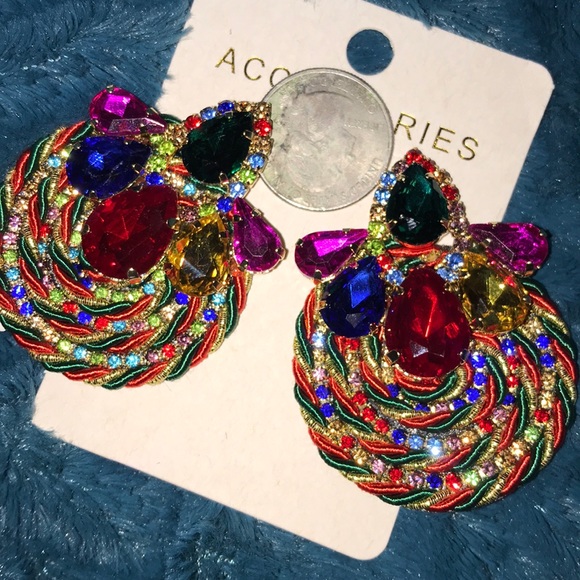 Multicolored Gemstone Lollipop 🍭 Earrings - Picture 1 of 2